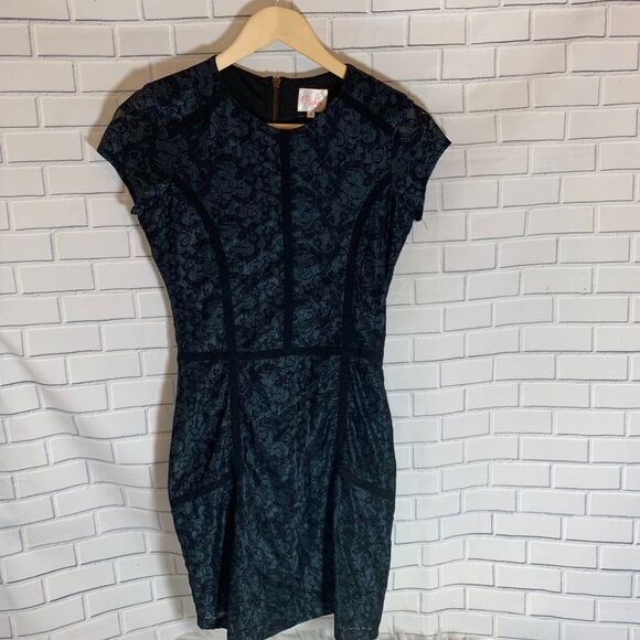Parker Dia Midnight Blue Lace Sheath Dress Sz M - Picture 3 of 7